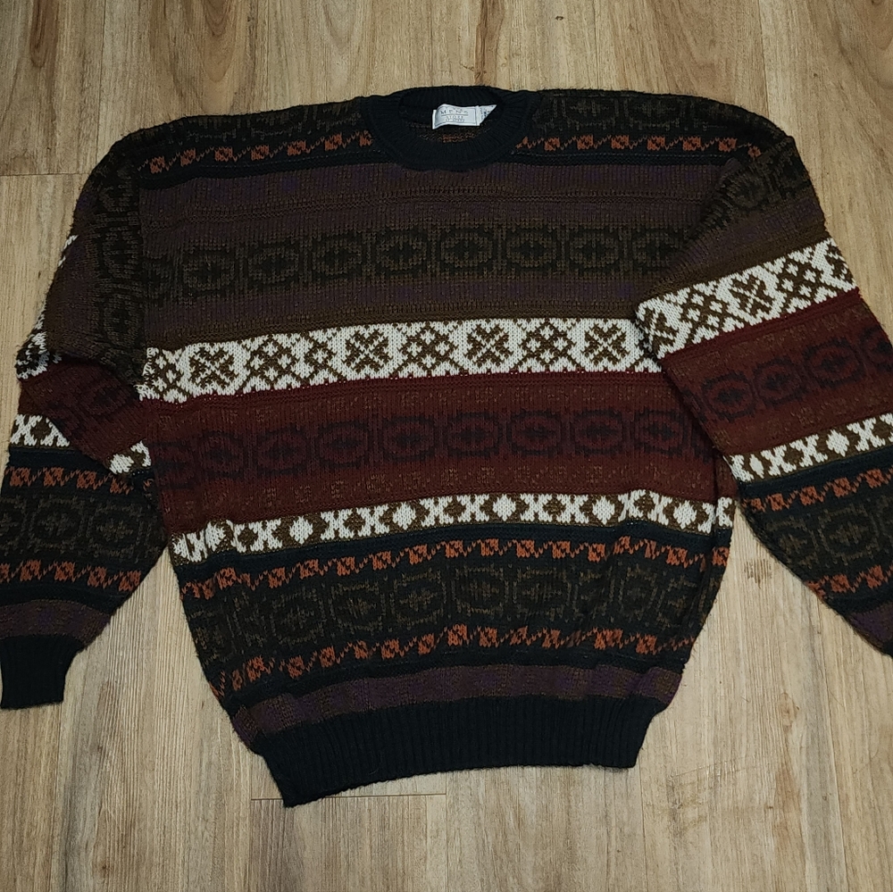 Sears Men's Multicolor Patterned Sweater - image 1